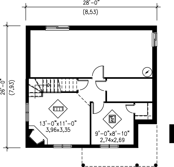 Home Plan - Country Floor Plan - Lower Floor Plan #25-1125