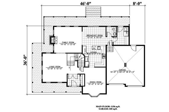 Floor Plan - Main Floor for Country House Plan #138-326 - 3 bed, 2.5 bath