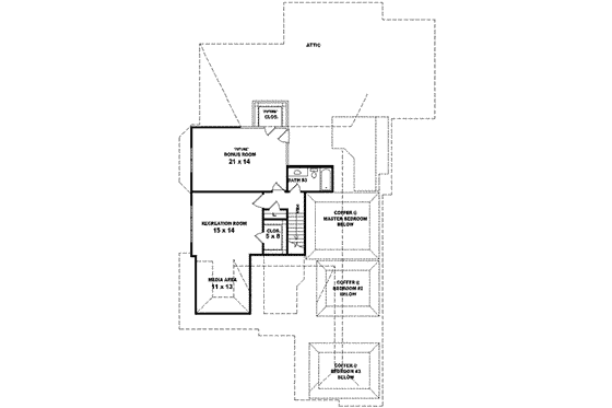 Floor Plan - Upper Floor for European House Plan #81-621 - 3 bed, 3 bath