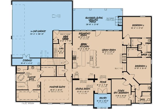 Floor Plan - Main Floor for European House Plan #923-18 - 4 bed, 4 bath