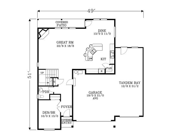 Craftsman Floor Plan - Main Floor Plan #53-554