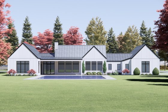 Exterior - Rear Elevation for Modern House Plan #1096-56 - 4 bed, 3.5 bath