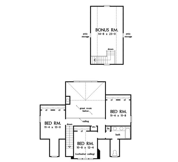 Country Floor Plan - Upper Floor Plan #929-1203