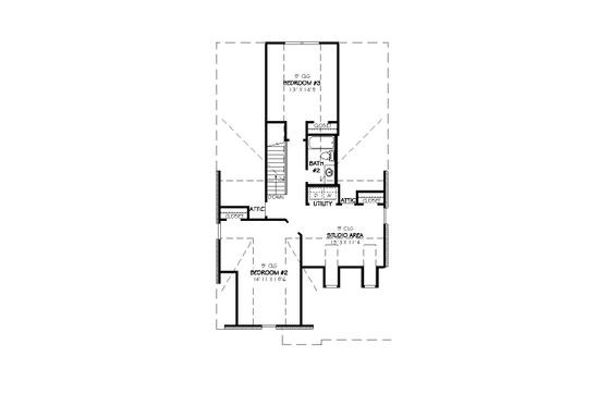 Floor Plan - Upper Floor for European House Plan #424-171 - 3 bed, 1.5 bath