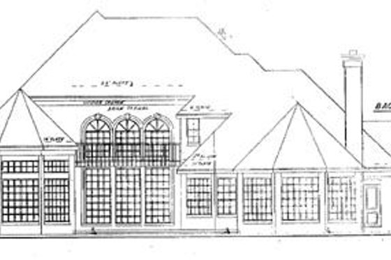 Exterior - Rear Elevation for European House Plan #52-119 - 5 bed, 4.5 bath