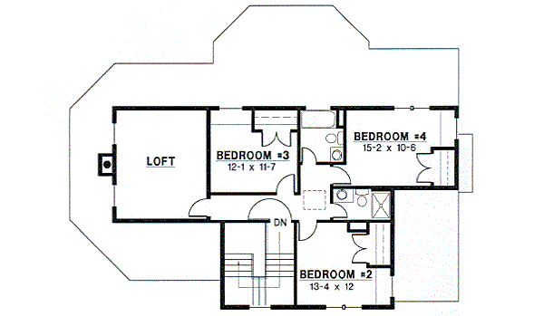 Country Floor Plan - Upper Floor Plan #67-391
