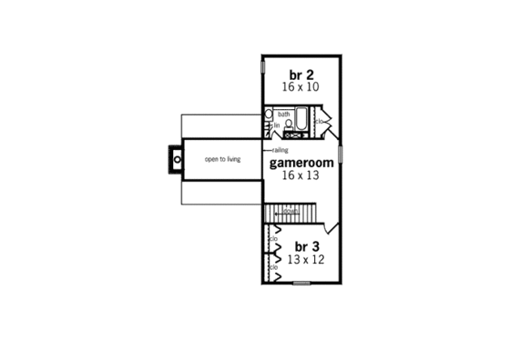 Floor Plan - Upper Floor for Country House Plan #45-344 - 3 bed, 2.5 bath
