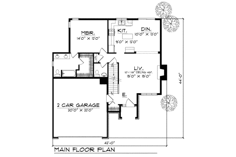 House Plan Design - Floor Plan - Main Floor for Traditional House Plan #70-113 - 3 bed, 2 bath