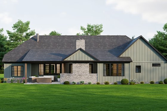 Exterior - Rear Elevation 2 for Farmhouse House Plan #1089-67 - 3 bed, 2.5 bath