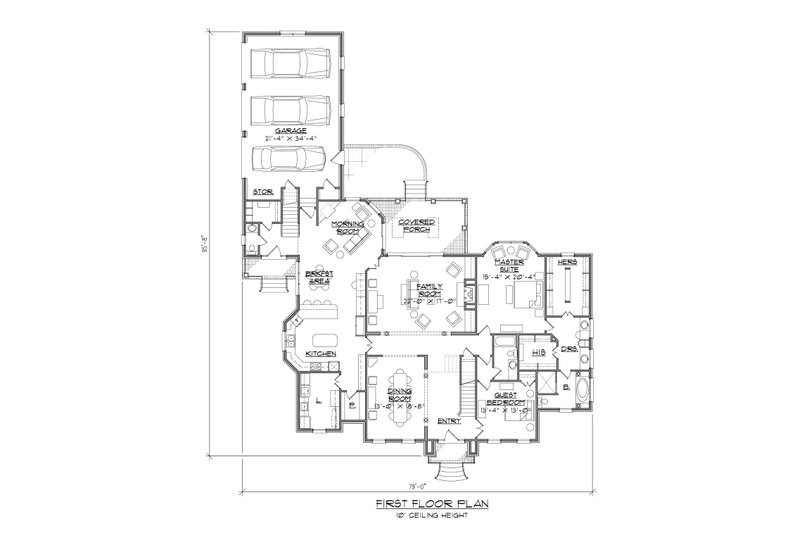 Dream House Plan - Floor Plan - Main Floor 1 for Traditional House Plan #1054-58 - 6 bed, 5.5 bath