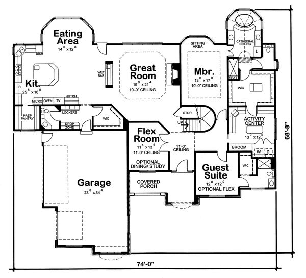 House Plan Design - European Floor Plan - Main Floor Plan #20-2125
