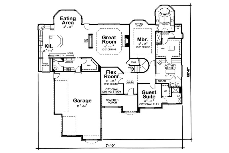 Home Plan - Floor Plan - Main Floor for European House Plan #20-2125 - 2 bed, 2.5 bath