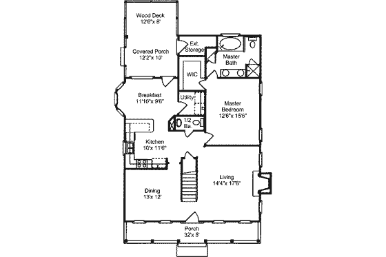 Floor Plan - Main Floor for Country House Plan #37-161 - 3 bed, 2.5 bath