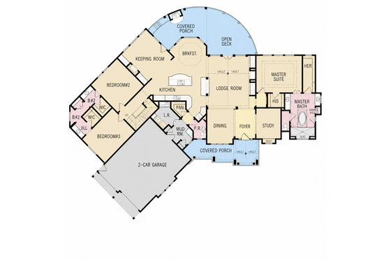 Floor Plan - Main Floor for Craftsman House Plan #54-727 - 3 bed, 2.5 bath