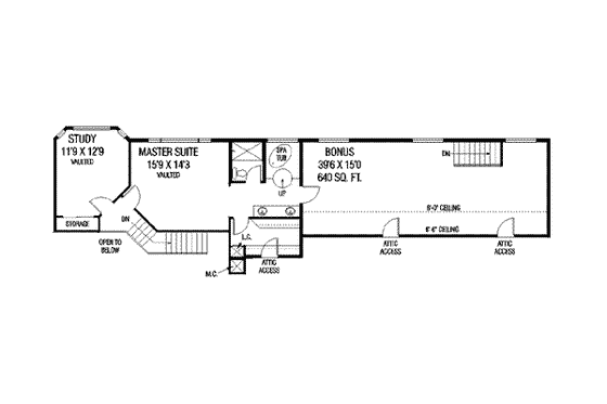 Floor Plan - Upper Floor for Traditional House Plan #60-366 - 3 bed, 4 bath