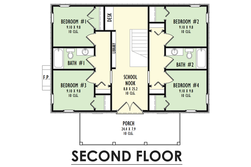 House Design - Floor Plan - Upper Floor for Southern House Plan #1092-58 - 5 bed, 3.5 bath
