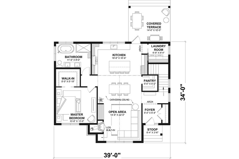 Dream House Plan - Floor Plan - Main Floor for Craftsman House Plan #23-2843 - 3 bed, 2 bath