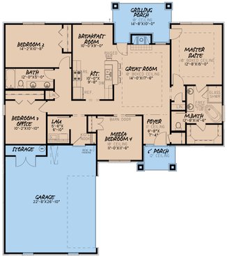 Floor Plan - Main Floor for Mediterranean House Plan #923-124 - 4 bed, 2 bath