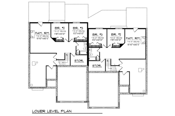 Floor Plan - Lower Floor for Traditional House Plan #70-741 - 3 bed, 2.5 bath