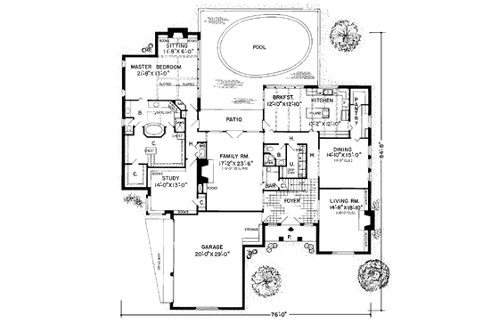Floor Plan - Main Floor for European House Plan #312-202 - 4 bed, 4 bath