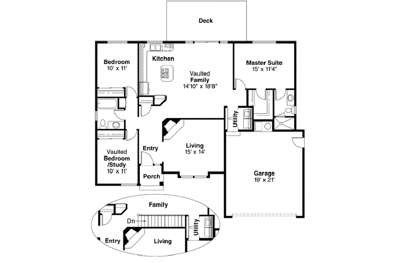 Home Plan - Floor Plan - Main Floor for Traditional House Plan #124-139 - 3 bed, 2 bath