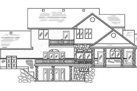 Exterior - Rear Elevation for Traditional House Plan #5-210 - 6 bed, 5.5 bath