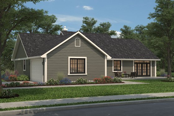 Exterior - Rear Elevation 3 for Ranch House Plan #427-6 - 3 bed, 2 bath