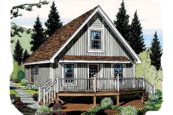 Exterior - Front Elevation for Country House Plan #312-536 - 3 bed, 1 bath