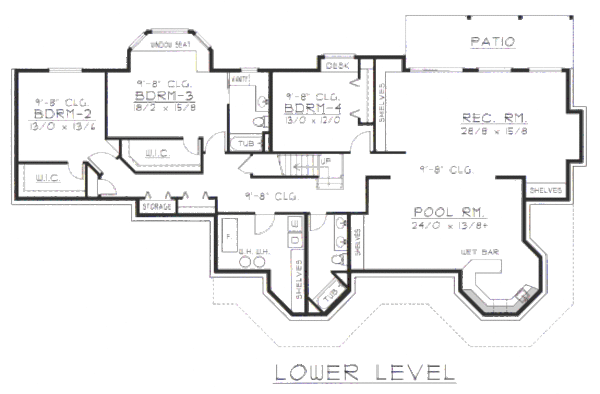 Ranch Floor Plan - Lower Floor Plan #112-152