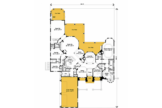 Floor Plan - Main Floor for European House Plan #135-195 - 6 bed, 6.5 bath
