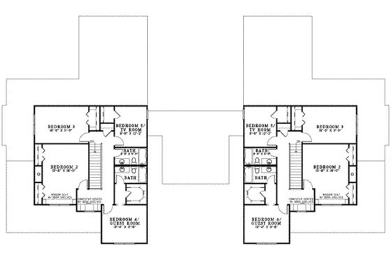 Floor Plan - Upper Floor for Tudor House Plan #17-2158 - 5 bed, 3.5 bath