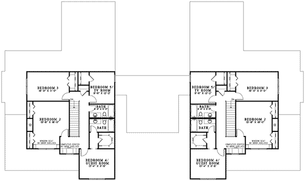 Architectural House Design - Tudor Floor Plan - Upper Floor Plan #17-2158