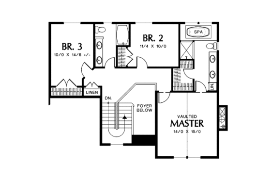 Floor Plan - Upper Floor for European House Plan #48-398 - 4 bed, 3 bath