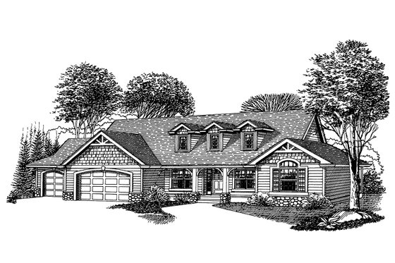 Exterior - Front Elevation for Craftsman House Plan #53-542 - 3 bed, 2.5 bath