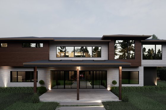Exterior - Rear Elevation for Contemporary House Plan #1066-289 - 4 bed, 4.5 bath