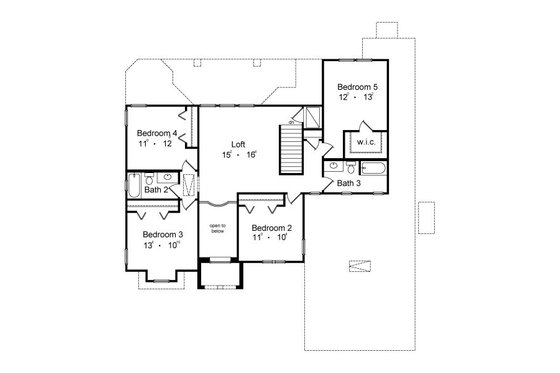 Floor Plan - Upper Floor for European House Plan #417-363 - 5 bed, 3 bath
