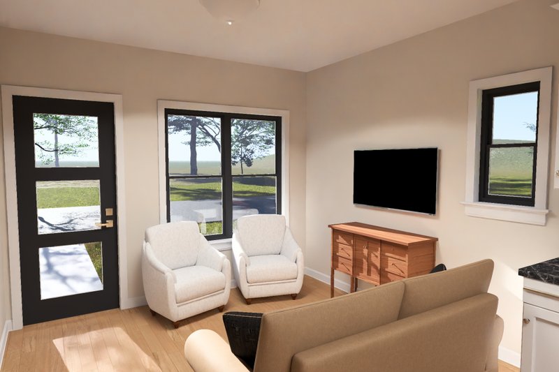 House Blueprint - Interior - Family Room for Modern House Plan #513-2452 - 2 bed, 1 bath