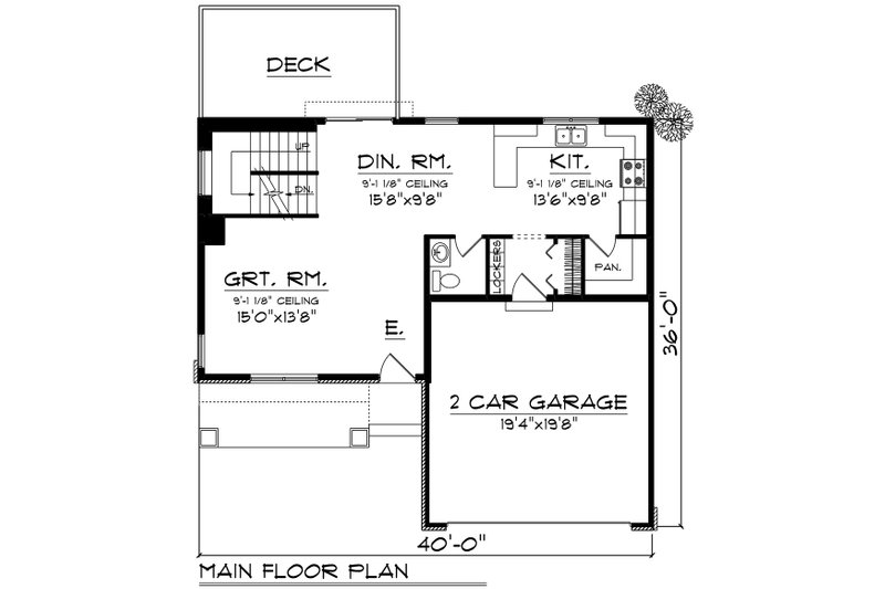 House Blueprint - Floor Plan - Main Floor for Craftsman House Plan #70-1504 - 3 bed, 2.5 bath