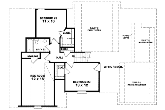 Floor Plan - Upper Floor for European House Plan #81-757 - 3 bed, 2.5 bath
