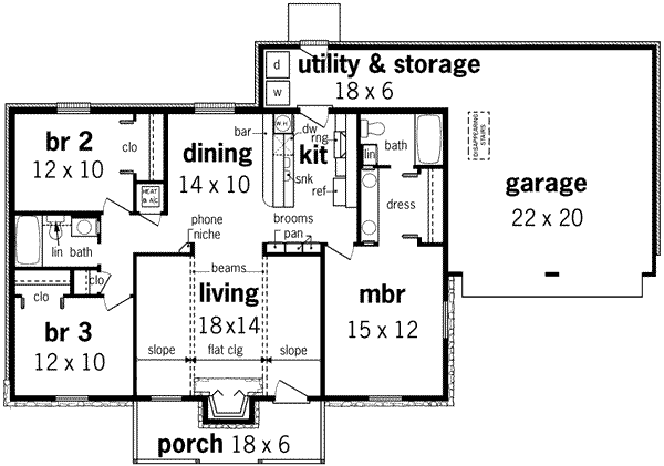 Home Plan - Traditional Floor Plan - Main Floor Plan #45-228
