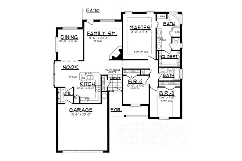 House Design - Floor Plan - Main Floor for Traditional House Plan #62-105 - 3 bed, 2 bath