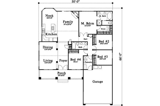 Floor Plan - Main Floor for Mediterranean House Plan #78-139 - 4 bed, 2 bath