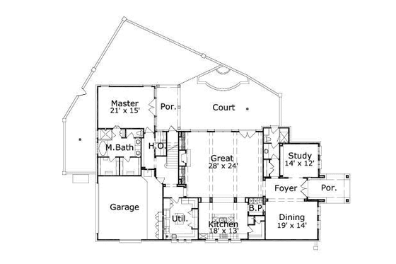 Floor Plan - Main Floor for Traditional House Plan #411-144 - 3 bed, 3 bath