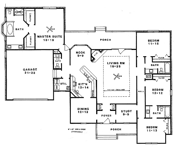 House Design - Colonial Floor Plan - Main Floor Plan #14-103