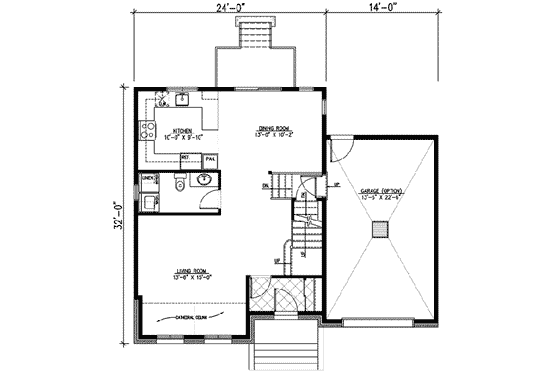 Floor Plan - Main Floor for European House Plan #138-133 - 3 bed, 1.5 bath