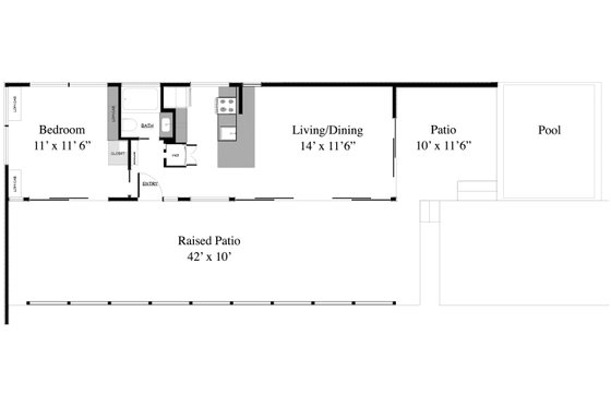 Floor Plan - Main Floor for Contemporary House Plan #917-1 - 1 bed, 1 bath