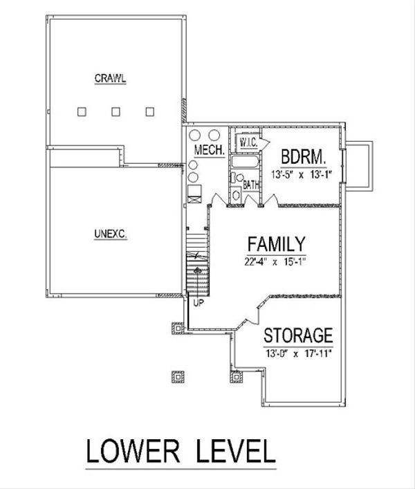 Craftsman Floor Plan - Lower Floor Plan #458-16