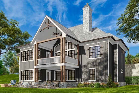 Exterior - Rear Elevation for Craftsman House Plan #54-435 - 3 bed, 2.5 bath