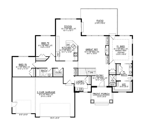 House Design - Floor Plan - Main Floor for Craftsman House Plan #1064-479 - 3 bed, 2 bath