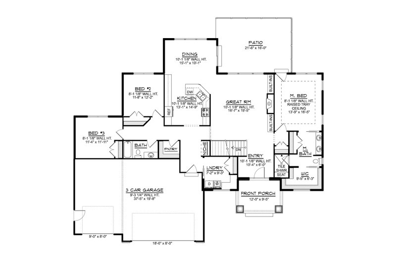 House Design - Floor Plan - Main Floor for Craftsman House Plan #1064-479 - 3 bed, 2 bath